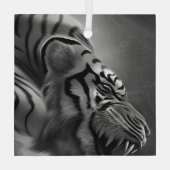 Tiger Schwarz und Weiß Ornament Aus Glas (Rückseite)