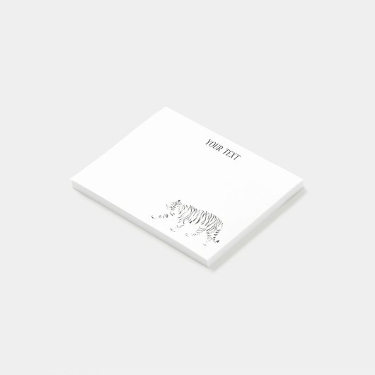 Tiger schwarz-weiß personalisiert post-it klebezettel (angewinkelt)