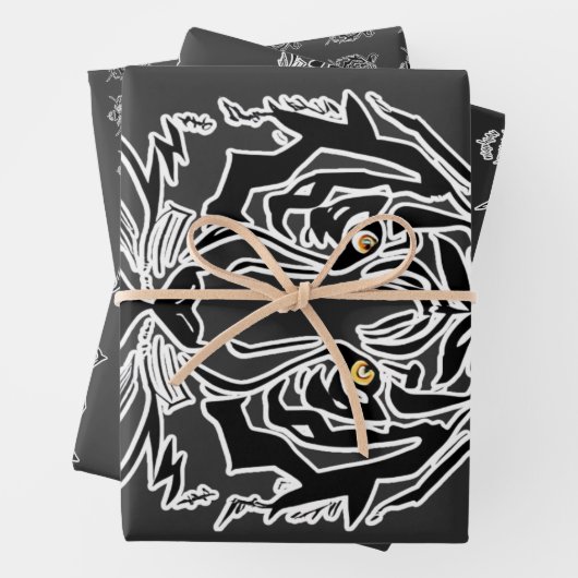 Tiger Schwarz-Weiß-T - Shirt Hoodie Geschenkpapier Set (Beispiel)