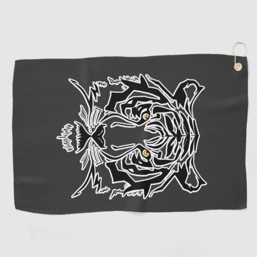 Tiger Schwarz-Weiß-T - Shirt Hoodie Golfhandtuch (Horizontal)