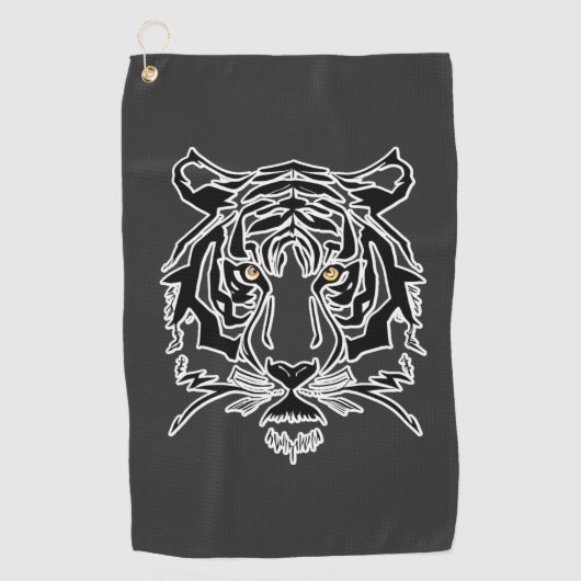 Tiger Schwarz-Weiß-T - Shirt Hoodie Golfhandtuch (Vorderseite)