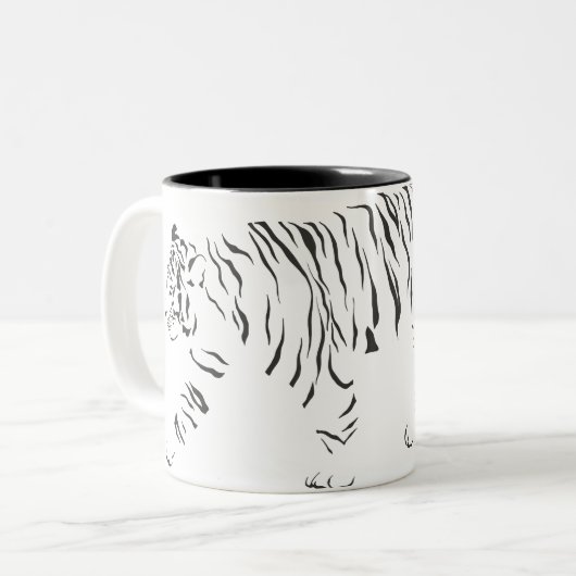 Tiger schwarz-weiß zweifarbige tasse (Vorderseite Links)