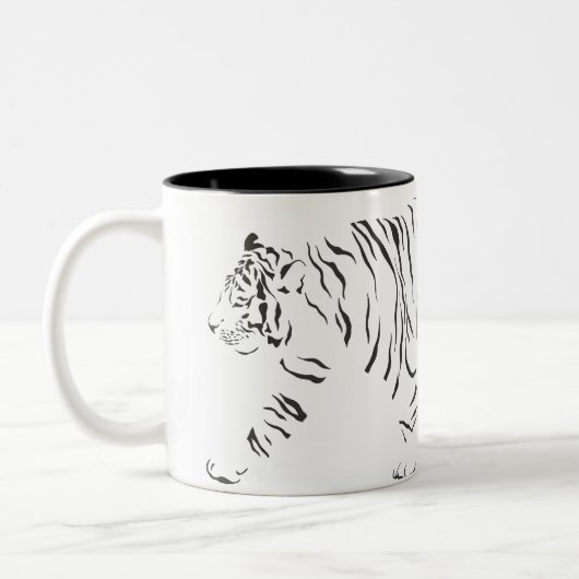 Tiger schwarz-weiß zweifarbige tasse (Links)
