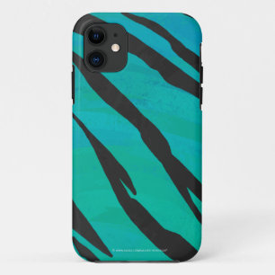 Tiger-schwarzer und aquamariner Druck iPhone 11 Hülle