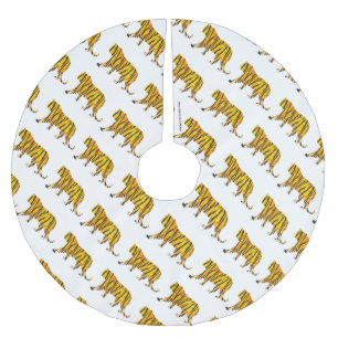 Tiger-schwarzer und orange Druck Polyester Weihnachtsbaumdecke