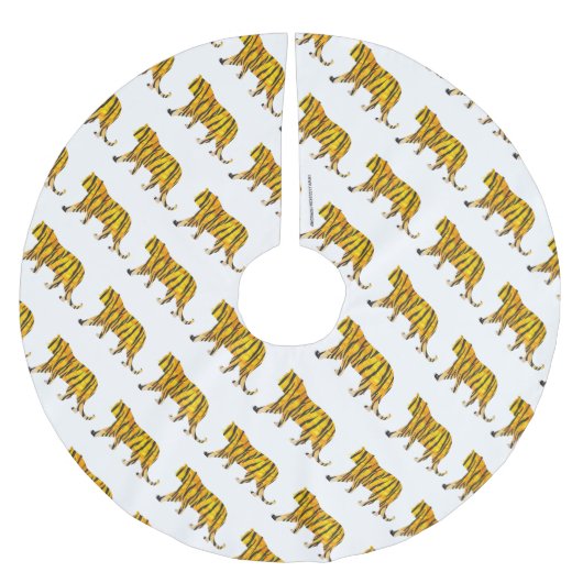 Tiger-schwarzer und orange Druck Polyester Weihnachtsbaumdecke (Vorderseite)