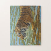 Tiger Schwimmen Big Cat Acrylmalerei Puzzle (Vertikal)