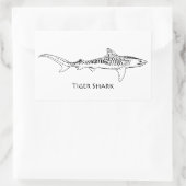 Tiger Shark Illustration Rechteckiger Aufkleber (Tasche)