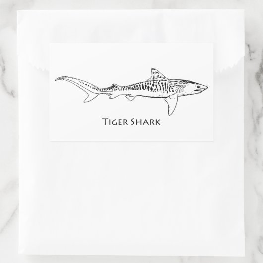 Tiger Shark Illustration Rechteckiger Aufkleber (Tasche)