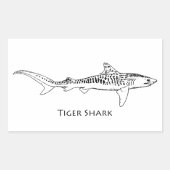 Tiger Shark Illustration Rechteckiger Aufkleber (Vorderseite)