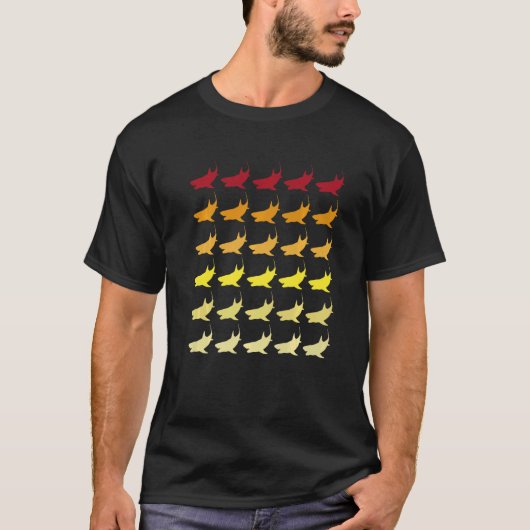 Tiger Shark Retro Tiermuster T-Shirt (Vorderseite)
