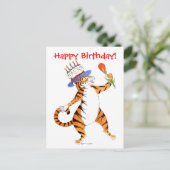 Tiger Sings Happy Birthday -Postcard Postkarte (Stehend Vorderseite)