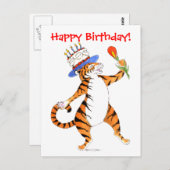Tiger Sings Happy Birthday -Postcard Postkarte (Vorne/Hinten)