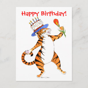Tiger Sings Happy Birthday -Postcard Postkarte
