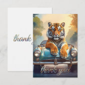 Tiger sitting on a sports car dankeskarte (Vorne/Hinten)