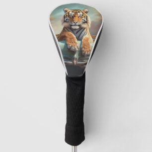 Tiger sitzt auf einem Sportwagen  Golf Headcover
