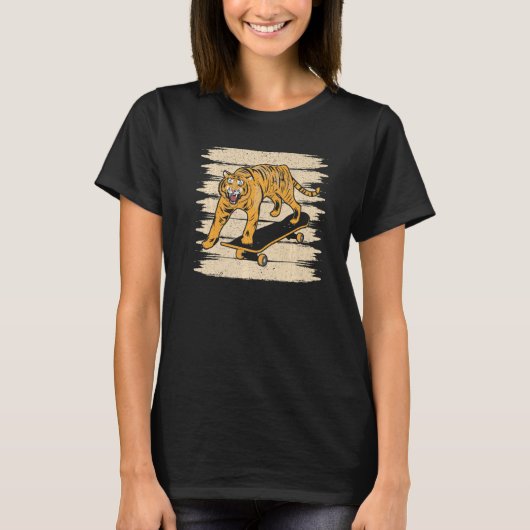 Tiger Skateboard Wildlife Animal Zoo Zookeeper T-Shirt (Vorderseite)