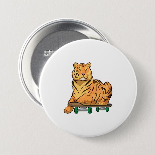 Tiger Skater Skateboard Button (Vorne & Hinten)