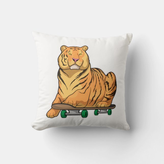 Tiger Skater Skateboard Kissen (Vorderseite)