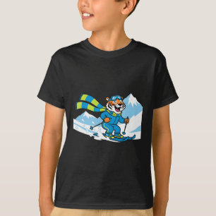 Tiger Skiabfahrt Alpen Berge Winter Abenteuer T-Shirt