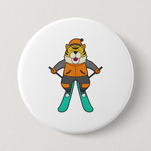 Tiger Skier Ski Button (Vorderseite)