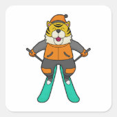 Tiger Skier Ski Quadratischer Aufkleber (Vorderseite)
