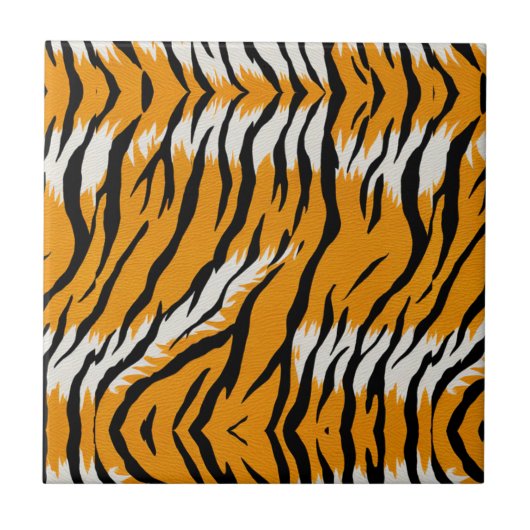 Tiger Skin Animal Print Design Fliese (Vorderseite)