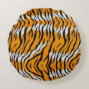 Tiger Skin Animal Print Design Rundes Kissen