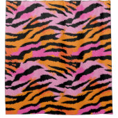 Tiger Skin Animal Print Lavender & Orange Girl y2k Duschvorhang (Vorderseite)
