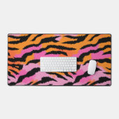 Tiger Skin Animal Print Pink & Orange y2k Retro Schreibtischunterlage (Tastatur & Maus)