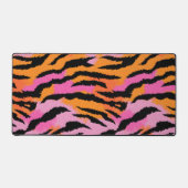 Tiger Skin Animal Print Pink & Orange y2k Retro Schreibtischunterlage (Vorderseite)