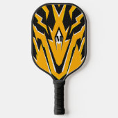 Tiger Skin Design Orange und Black Modern Monogram Pickleball Schläger (Vorderseite)