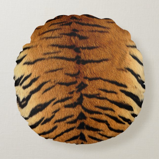 Tiger Skin Print Rundes Kissen (Vorderseite)