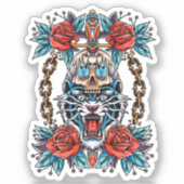 Tiger Skull Dagger Aufkleber (Vorderseite)