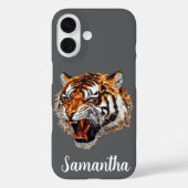 Tiger Snarling Imitats Sequin Look Personalisiert Case-Mate iPhone Hülle (Rückseite)