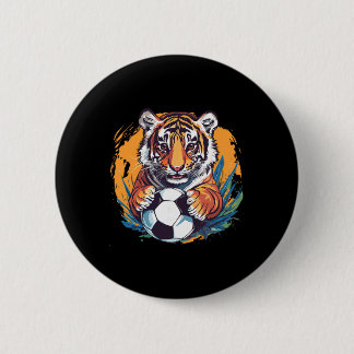 Tiger Soccer Byll Fierce Jungle Animal Button