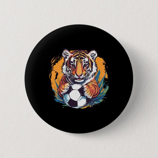 Tiger Soccer Byll Fierce Jungle Animal  Button (Vorderseite)