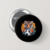 Tiger Soccer Byll Fierce Jungle Animal  Button (Vorne & Hinten)