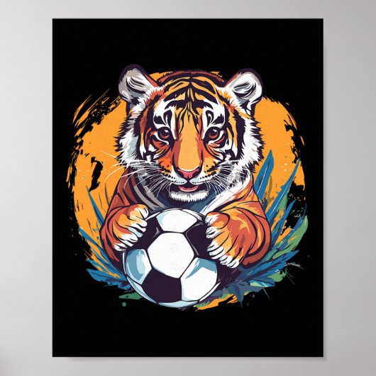 Tiger Soccer Byll Fierce Jungle Animal Poster (Vorne)