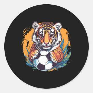 Tiger Soccer Byll Fierce Jungle Animal Runder Aufkleber