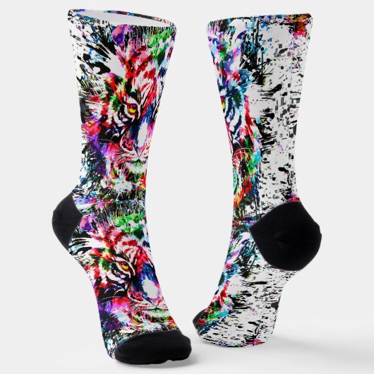 Tiger Socken | Farbige Tiger Head Socks (Gewinkelt)