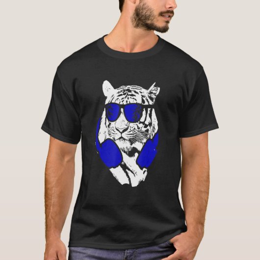 Tiger Sonnenbrille Kopfhörer Festival Musik Fan Ti T-Shirt (Vorderseite)