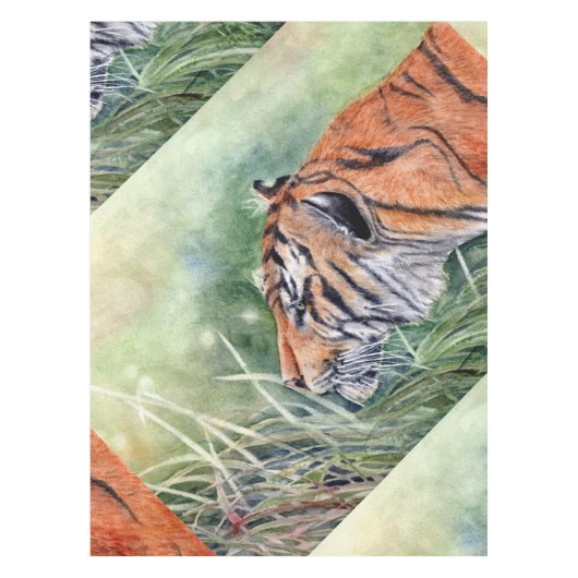 Tiger Spaziergang durch Dschungel Tischdecke (Vorderseite)