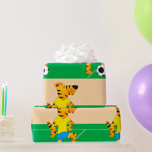 Tiger spielt Fußball Geschenkpapier
