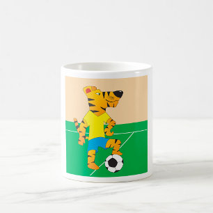 Tiger spielt Fußball Kaffeetasse