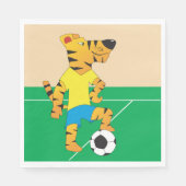 Tiger spielt Fußball Serviette (Vorderseite)