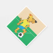 Tiger spielt Fußball Serviette (Ecke)