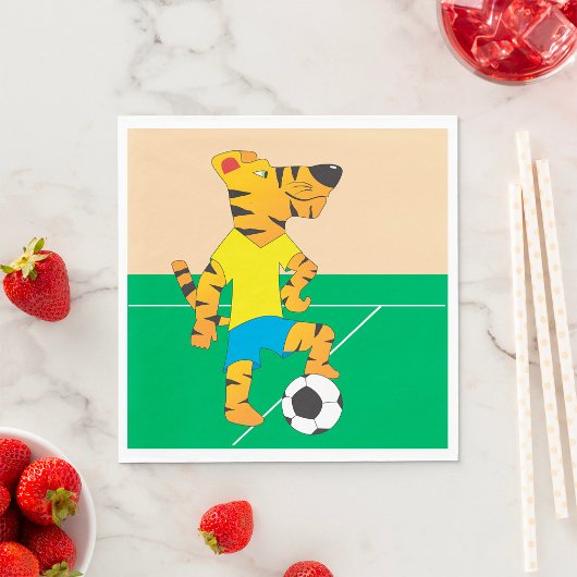 Tiger spielt Fußball Serviette