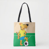 Tiger spielt Fußball Tasche (Vorderseite)