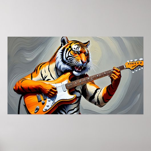 Tiger spielt Gitarre Poster (Vorne)